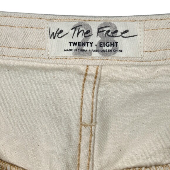 Free People We The Free High Rise Straight Leg Jeans 28 Cream White Frayed Hem - Picture 4 of 8